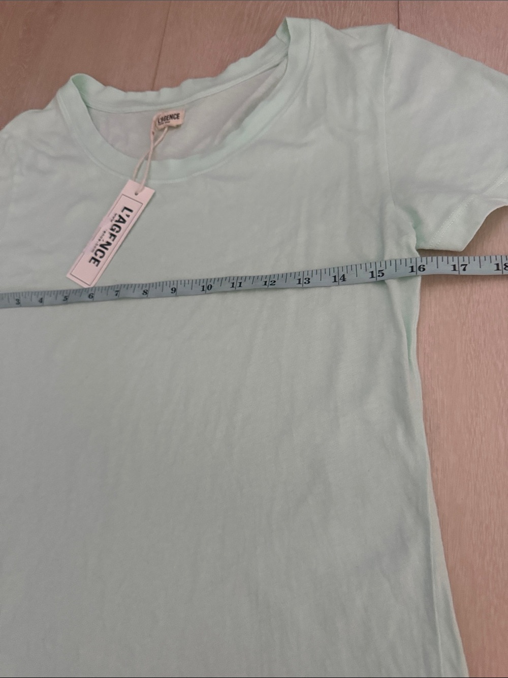 L'AGENCE Honeydew Mint Green Short Sleeve Crew Cory Tee - Picture 6 of 10